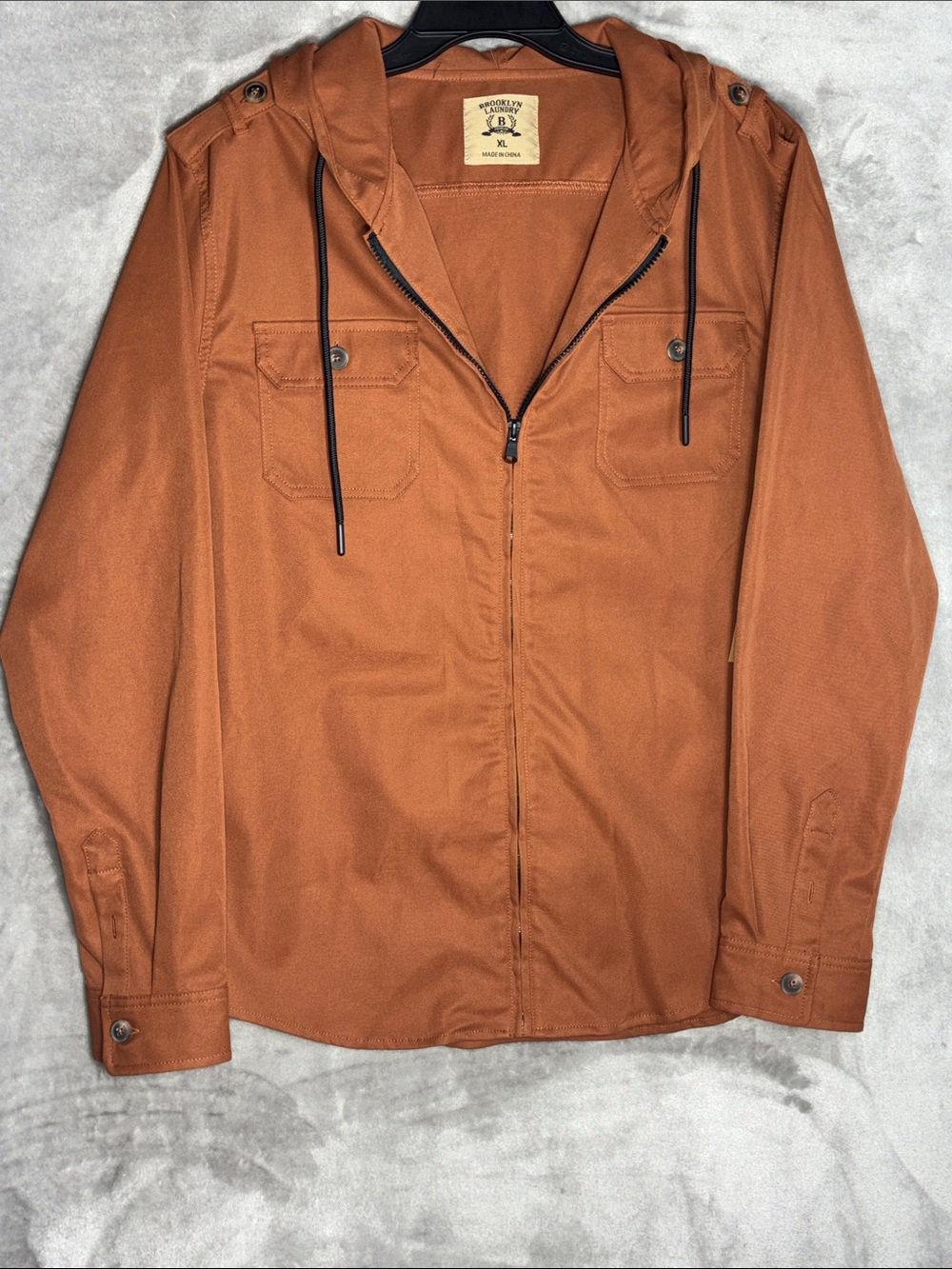 Brooklyn Laundry
Men's Hooded Shirt Jacket - Rust Brown Size XL